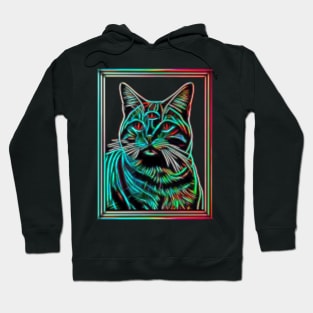 Third Eye Cat - Black Cat Glow Neon Style Hoodie